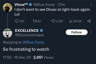 A fan's comment on the performance of Axel Disasi